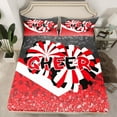 thumbnail image 2 of jejeloiu Cheer Sports Bed Sheets,Chic Cheetah Pattern King Sheets,Red White Sheet Set For Girls Kids,Ultra Soft Home Decor,4 Pieces, 2 of 7