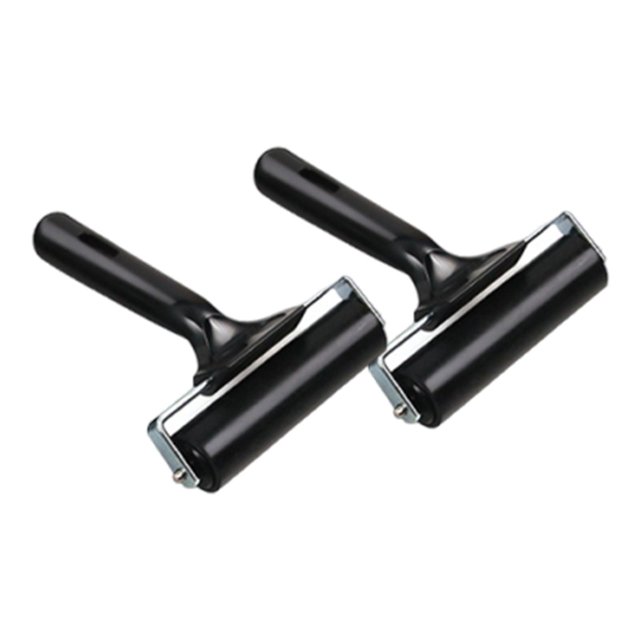 2 piezas de rodillos de tinta Brayer de goma, rodillos de impresión planos, compactos y portátiles 10 centímetros