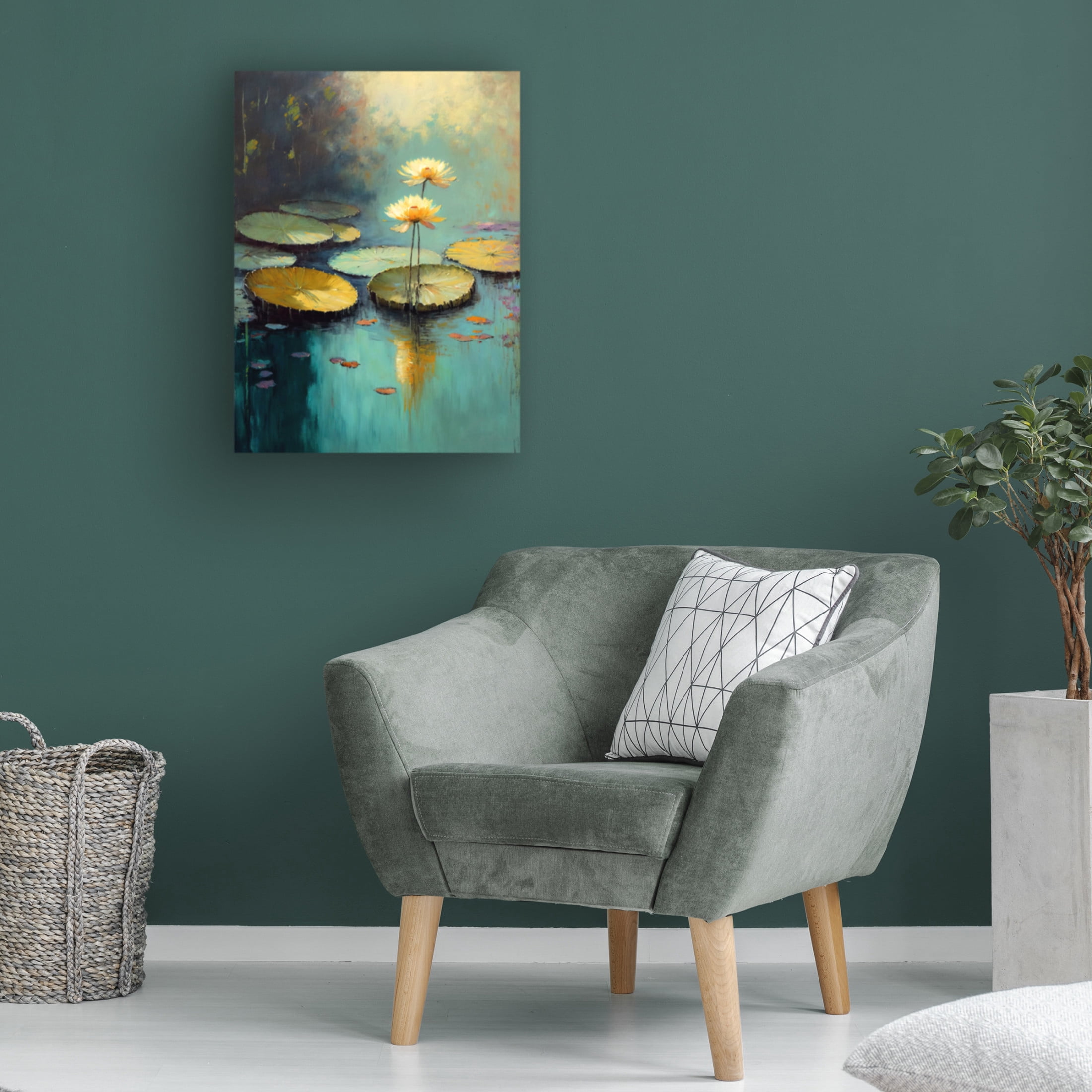 Canvas Wall Art - Treechild 'Water Lilies' Wall Art for Living Room, Bedroom, or Office D?cor by Trademark Fine Art - 35 x 47 Inches