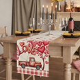 thumbnail image 2 of Table Runners 90 Inches Long Dress Scarves, Valentine's Day Farmhouse Coffee/Dining/Kitchen Table Runner for Living Room, Pink Love Balloons Trees Truck Plaid Beige 13x90 Inch, 2 of 9