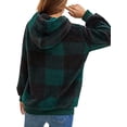 thumbnail image 3 of Frontwalk Ladies Sweatshirt Fluffy Hooded Tops Long Sleeve Hoodies Women Casual Pullover Plaid Green M, 3 of 4
