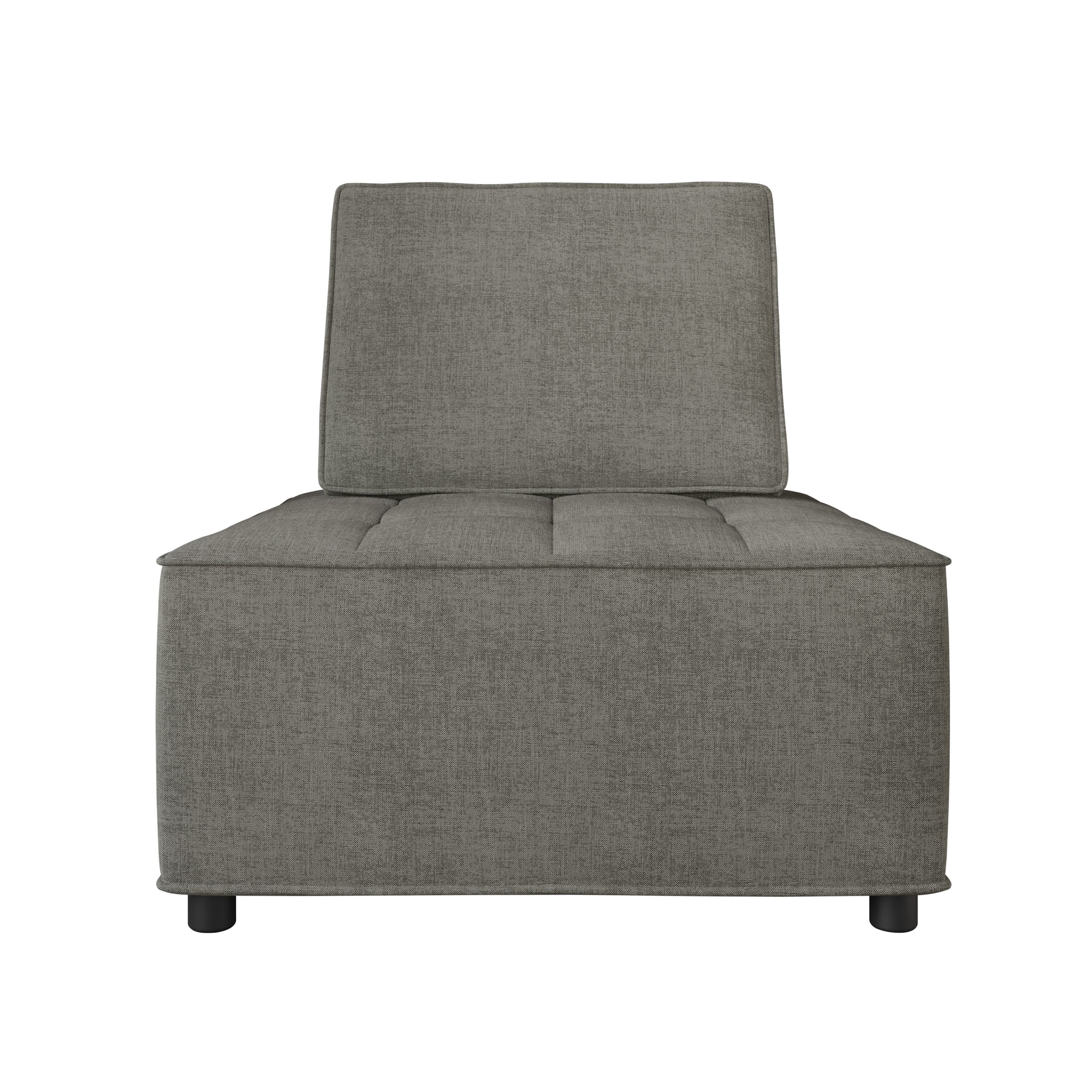 Home Design Lancy Linen Tufted Square Accent Chair for Living Room, Bedroom, and Office, Gray