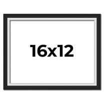 16x12 Frame Black & Silver Solid Wood Picture Frame Width 1.25 Inches | Interior Depth 0.75 Inches