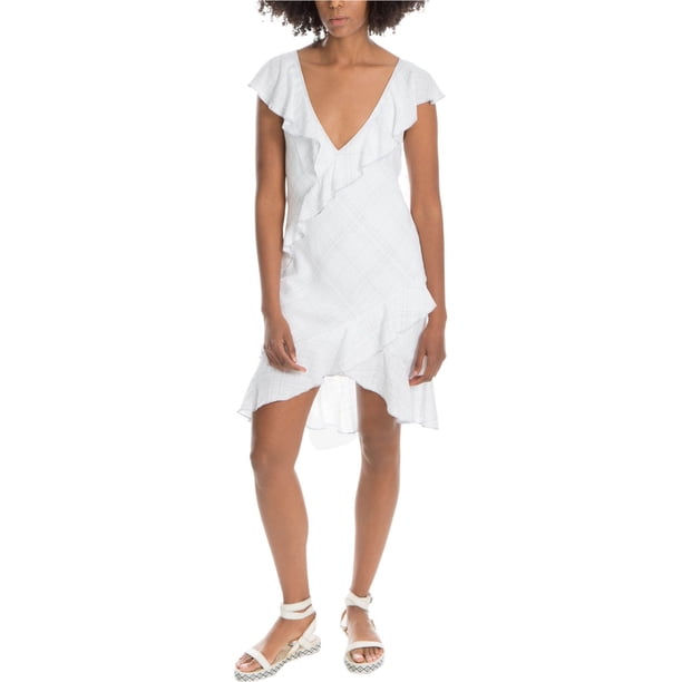 Max Studio London Mini vestido con ribete de volantes para mujer, blanco, mediano