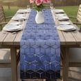 thumbnail image 4 of Blue Geometric Table Runner - 72 Inch Long Ombre Modern Abstract Art Cotton and Linen Blended Dress Scarves Farmhouse Table Runner for Kitchen Dining, Coffee Table, 13" x 72", 4 of 8