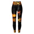 thumbnail image 6 of COMVALUE Women's Halloween Pumpkin Skulls Printed Ankle Elastic Tights Legging Halloween Black Size S, 6 of 7