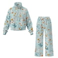 thumbnail image 7 of Renewold Womens Sweatsuits 2 Piece Set Drawstring Sweatshirts and Joggers Pants Outfits Comfiest Airport Outfits Track Pants Mockneck Top Lounge Sets for Women, Pastoral Floral Print Blue, XS, 7 of 7