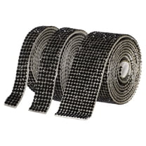 Uxcell 3 Rolls 3 Yards Self Adhesive Crystal Rhinestone Ribbon, Diamond Tape Strips Glitter Ribbon Bling Wrap Crystal Rhinestone Stickers Trim Roll for Crafts Decor, Black