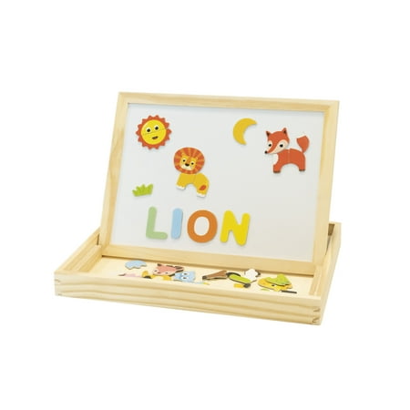 Ealing Baby Magnetic Wooden Educational Jigsaw Puzzle - Double Sided Toys with Dry Erase Board and Chalkboard