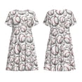 thumbnail image 3 of Bixox Robe d'Été à Manches Courtes pour Femmes Robe Ample Longueur Genou avec Poches-Ball Baseball Mignon, 3 of 7
