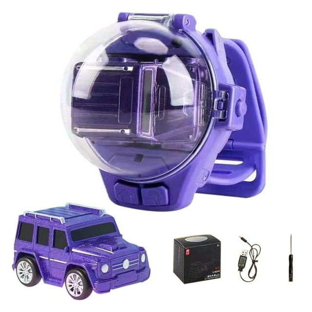Mini Voiture de Contrôle à Distance sur une Montre de Type Poignet Petite Voiture Jouet avec Télécommande en Alliage Mini Voiture Modèle Jouet USB Charge Petite Voiture de Dessin Animé RC pour les Enfants Retour à l'École Cadeau Bien Fait