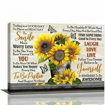 LAMIRO Rustic Sunflower Wall Decor Inspirational Quotes Canvas Wall Art for Bathroom Bedroom Kitchen Living Room Ready to Hang 16X20 Inch Living Room Wall Art