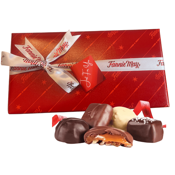 Fannie May Heritage Collection Chocolate Candy Assortment (was Colonial Assortment) Qty 1-1LB with Signature Gift Wrap & Artistix Gift Tag  Bundle