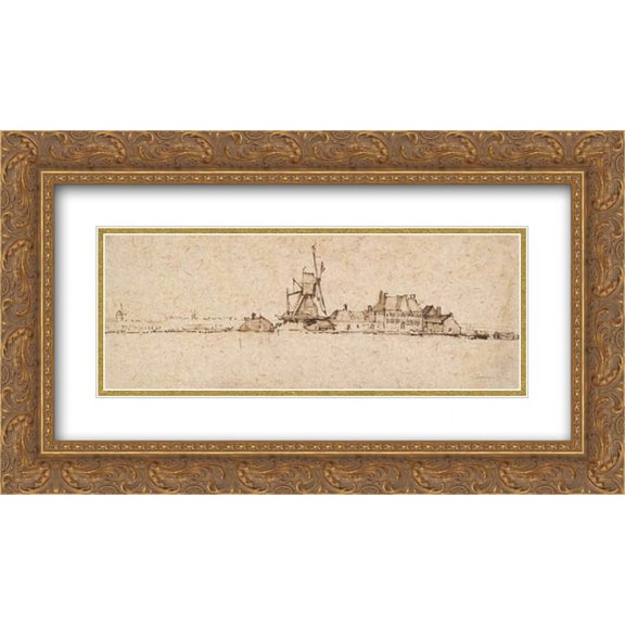 Rembrandt 2x Matted 24x14 Gold Ornate Framed Art Print 'The Molentje'