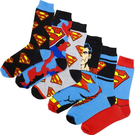 Superman Iconic Logos 6-Pack Crew Socks