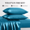 thumbnail image 5 of Yalamila Satin Sheet Set Twin Size, Blue 3 Pcs, Luxury Cooling Silky Soft 3 Pieces Bed Sheet Set with Deep Pocket Fitted Sheet, Flat Sheet and Pillowcase for Hair and Skin, 5 of 10