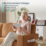 LINSY HOME 7 Seaters Modular Sectional Sofa, Plush Corduroy Sectional Couches, Sleeper Sofa with Pull Out Bed for Living Room, Brown