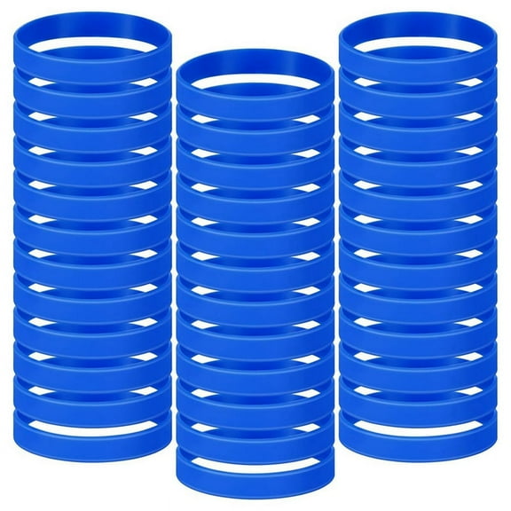 100 Pcs Solid Color Rubber Bracelets Silicone Wristband Sports Elastic Rubber Bulk Adult Wrist Bands(Dark Blue)