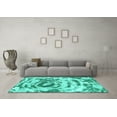 thumbnail image 3 of Ahgly Company Machine Washable Indoor Rectangle Abstract Turquoise Blue Modern Area Rugs, 2' x 4', 3 of 4