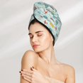 thumbnail image 2 of Yiaed Transport Travel Print Hair Cap with Button,Coral Fleece Hair Towel Wrap for Women Wet Hair,Quick Dry Turban for Wet Hair Long Thick Hair, 2 of 5