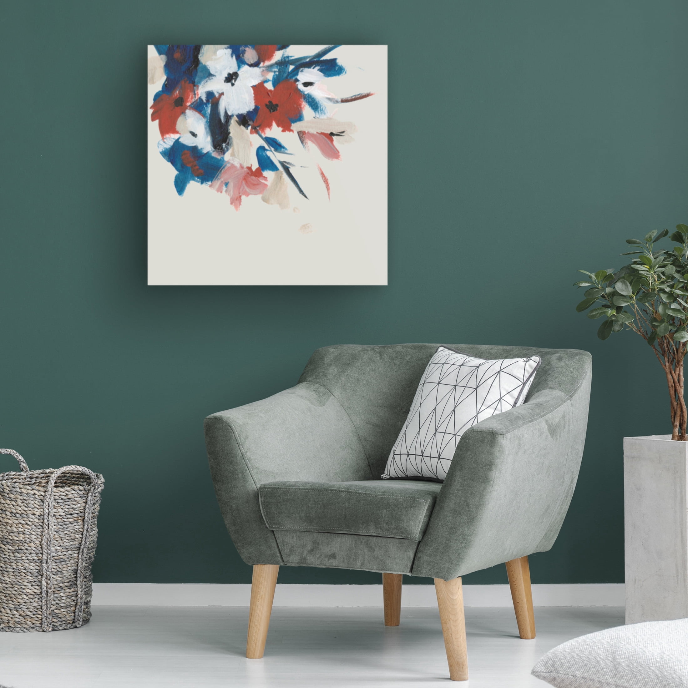 Canvas Wall Art - Melissa Wang 'Indigo and Crimson Blooms II' Wall Art for Living Room, Bedroom, or Office Décor by Trademark Fine Art - 24 x 24 Inches