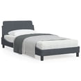 thumbnail image 1 of vidaXL Bed Frame with Headboard Dark Grey 100x190 cm Velvet, 1 of 1