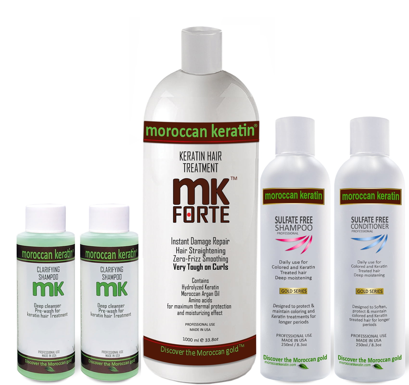 Moroccan Keratin FORTE Most Effective Brazilian Keratin Hair Treatment  1000ml Set Professional Salon Results at home 