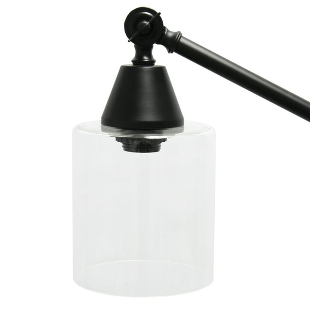 Lalia Home 55.5 Swing Arm Floor Lamp with Clear Glass Cylindrical Shade Matte Black