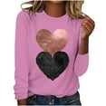 thumbnail image 2 of Tejiojio Heart Shaped Tops for Women Women's Valentine's Day Fashion Print Loose Comfortable Crew-neck Long Sleeve Tops, 2 of 5