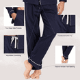 thumbnail image 6 of ANLIQI Mens 100% Cotton Pajama Sets Button Down Mens Pajama Sets Long Sleeve Knit mens Pajama Sets with Pockets(Navy Blue,M), 6 of 9