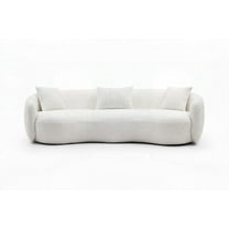 Mid Century Modern Boucle Curved Sofa - 4-Seat, Off-white