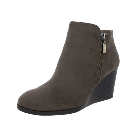 

STYLE & COMPANY Womens Gray Cushioned Round Toe Wedge Zip-Up Booties 6.5