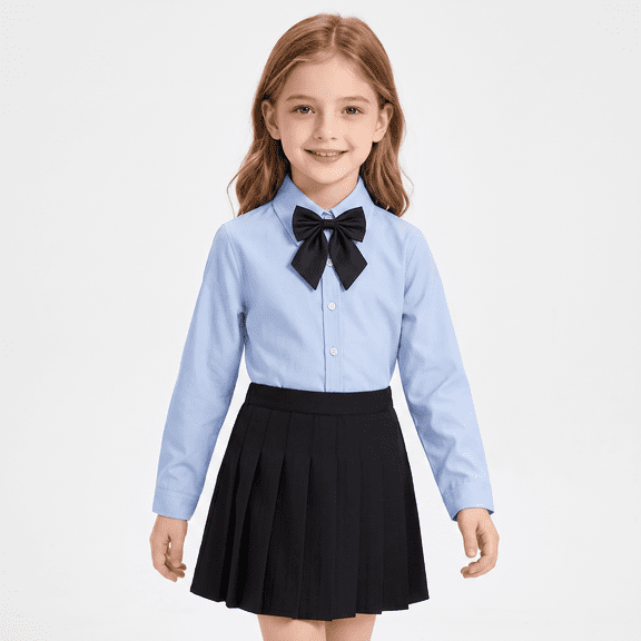 Back to School Kids Shirt Boys Girls Long Sleeve Collared Button Down Solid T Shirts Causal Basic Active Preppy Dress Shirts, 150