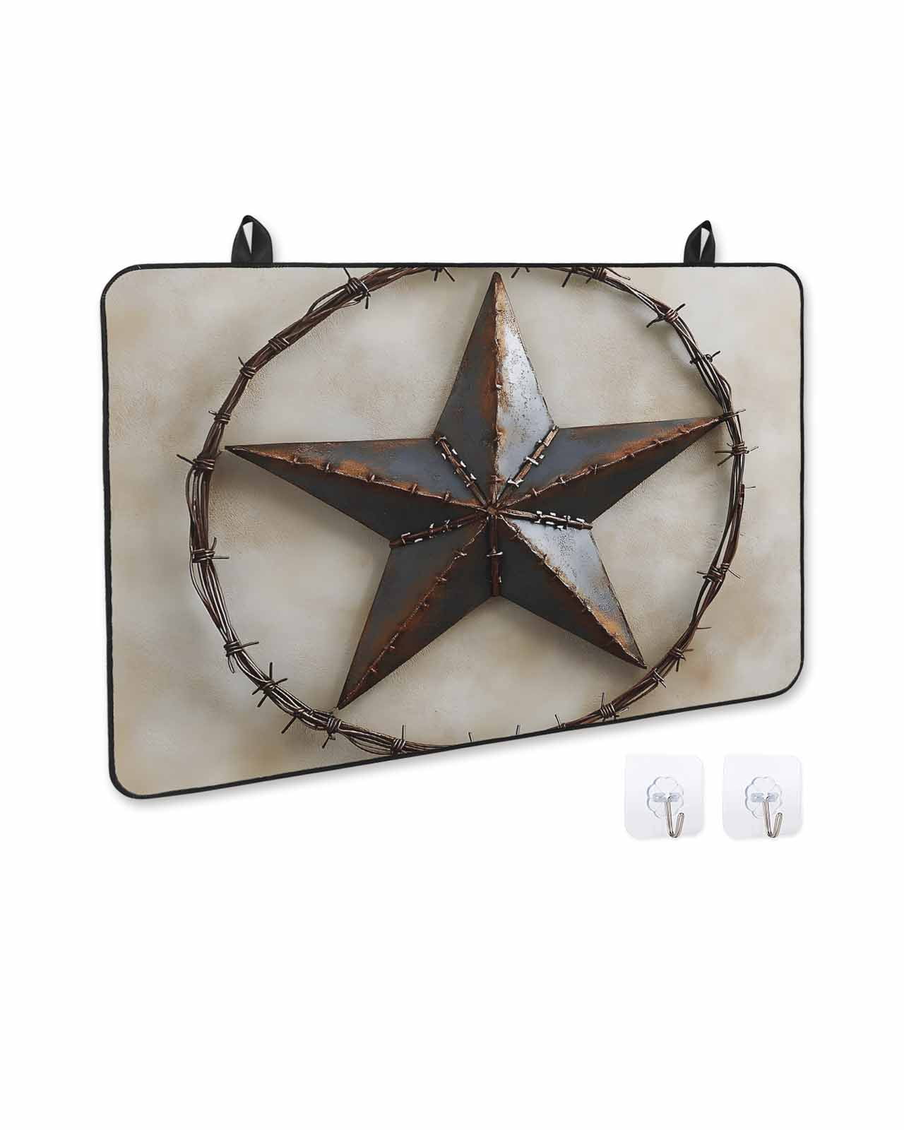 nqOlkjepod Large Induction Cooktop Protector Mat 24"x21", Farmhouse Vintage Stove Top Covers for Electric Stove, Country Western Texas Star Aesthetic Stove Burner Cover Mats, Glass Top Stove Cover