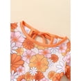 thumbnail image 5 of TSEXIEFOOFU Kids Girls Rash Guard Swimsuit Romper Floral Print Tie-Up Hollow-Out Long Sleeve Sun Protection Bathing Suit with Swim Cap, 5 of 9