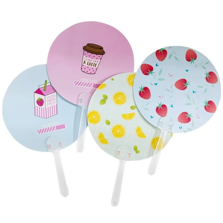 

4pcs Children Colorful Fruit Prints Fan Handheld Fan Round Mini Hand Fan for Girl Summer Party (Mixed Style)