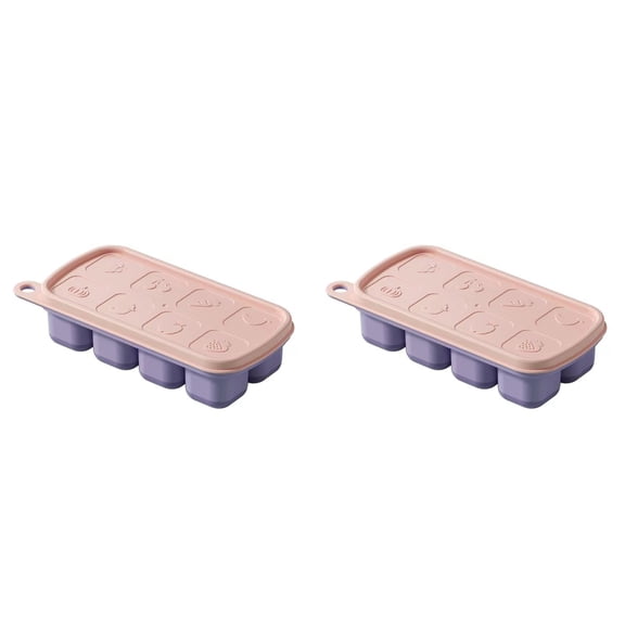 UJMNHYGT Ice Cube Trays Easy Release 8 Flexible Silicone Ice Cube Molds with Removable Lid, Reusable Stackable Freezer Ice Trays for BPA Free