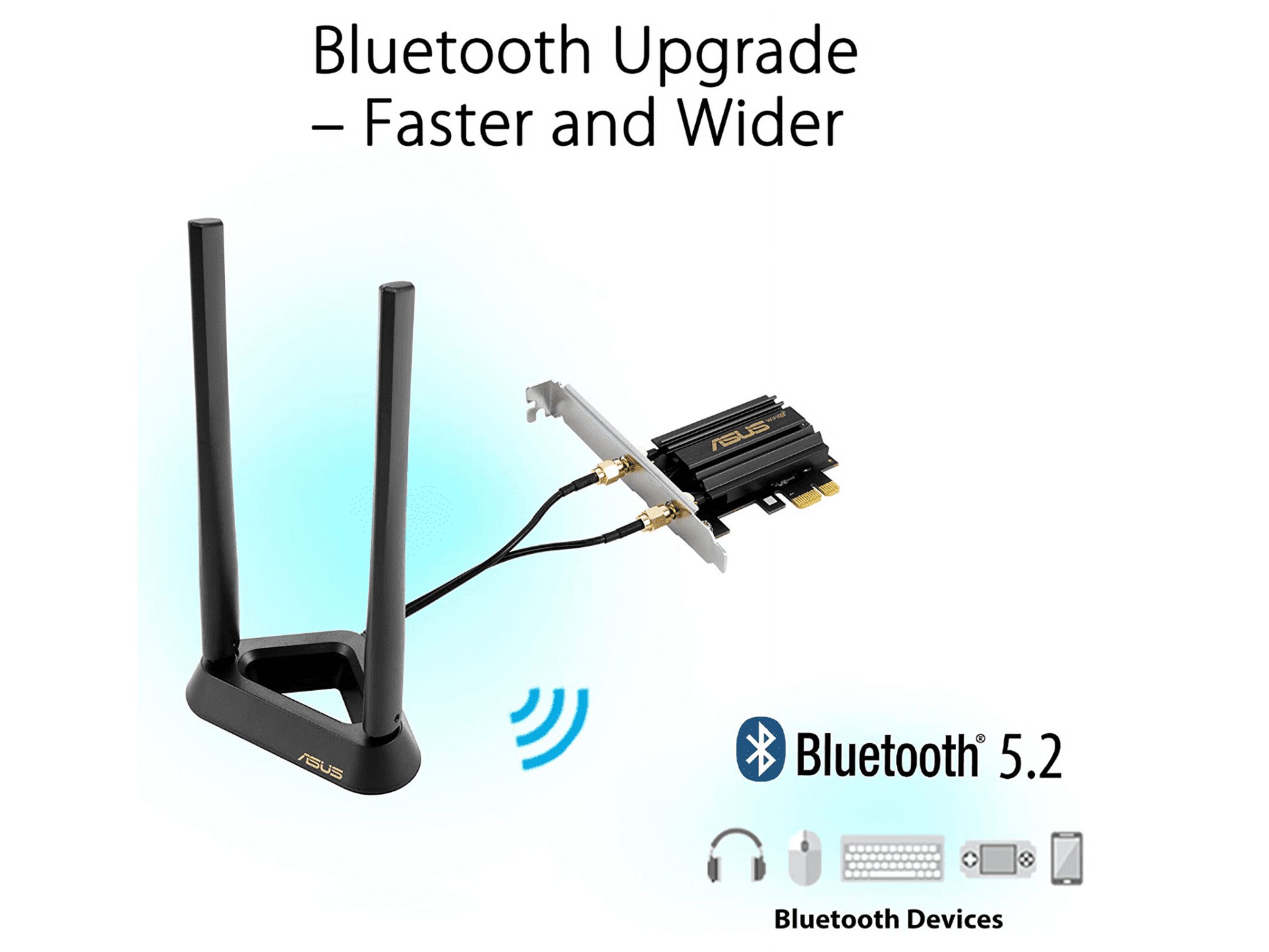 ASUS PCE-AXE59BT WiFi 6E PCIe Adapter - AX5400, 6GHz Band, Bluetooth 5.2, With External Antennas