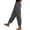 Dark Gray, variant on Women's Casual Linen Blend Cropped Harem Pants Elastic Waist with Drawstring Asymmetrical Hem and Pockets for Summer Daily and Beach Wear