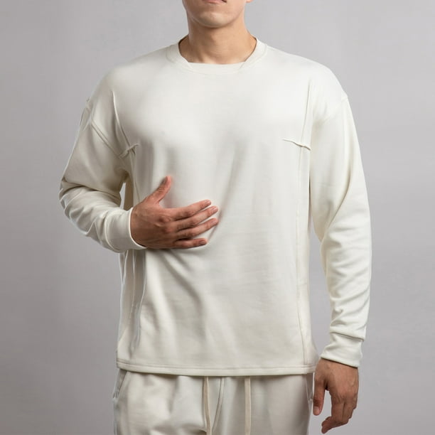 pstuiky camisas de manga larga para hombre, Sudadera deportiva informal de manga larga para hombre, color liso, con cuello redondo, gruesa, para gimnasio, uso diario, blusas versátiles a juego. xl