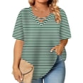 thumbnail image 2 of Tops de Manga Corta de Tamaño Más de las Mujeres, Blusas de Cuello en V Impresas de Verano de Moda para Uso Casual, Diario Y de Fiesta, 2 of 8