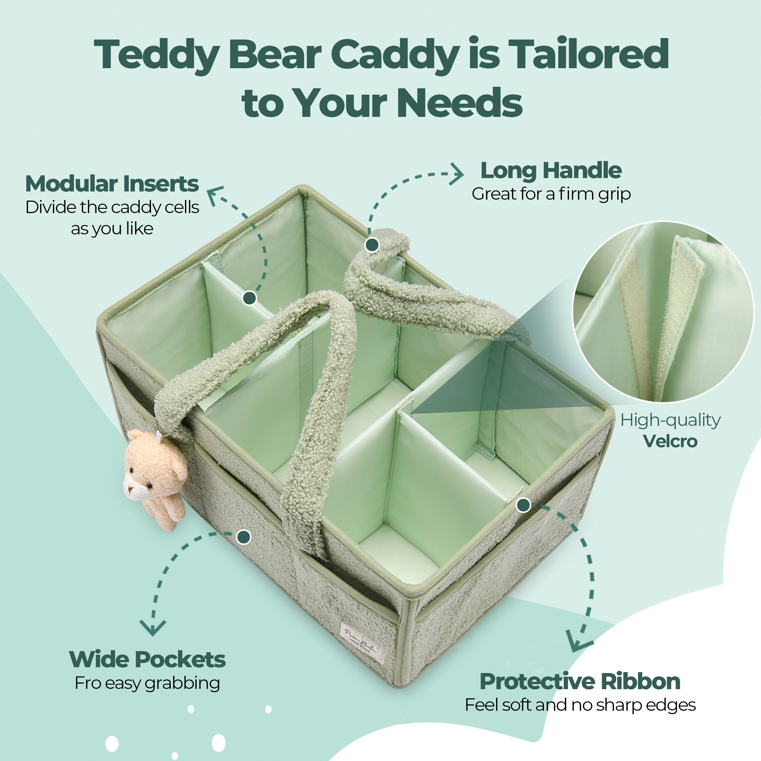 Baby Diaper Caddy Organizer for Changing Table, Portable Nursery Storage Basket Dresser Top