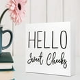thumbnail image 4 of Zomyto 7x7 In Funny Bathroom Wooden Box Sign,Hello Sweet Cheeks Wood Desk Sign, 4 of 7