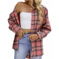 thumbnail image 2 of Camisas de Franela A Cuadros para Mujer, Blusas de Larga de Gran Tamaño con Botones, Tops. Rosa S, 2 of 10