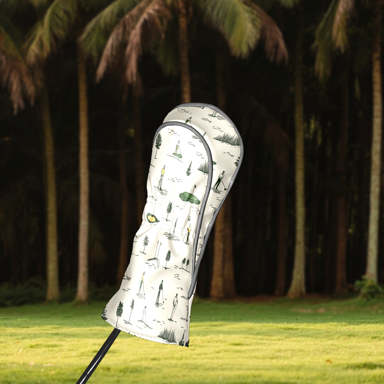Golf Head Covers Leisure Sports Patterns for Driver, Wood & Hybrid, Premium Waterproof PU Leather with Plush Lining, Sporty Golf Gifts