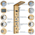 thumbnail image 4 of Zovajonia LED Shower Panel Tower System, 6-Functions Stainless Steel Shower Tower Waterfall ShowerheadShower Jets, Hydropower Digital Display Rain Shower System Gold, 4 of 16