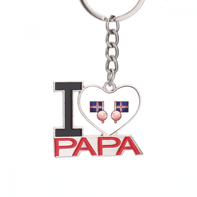 Islandia El soporte del llavero de metal del llavero ama a papá