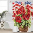 thumbnail image 2 of Extra Long Shower Curtain 72x96 Inch, 4th of July Flower Shower Curtain Waterproof Bathroom Decor Vintage Red Stripe Flag Poppy Floral Fabric Bath Curtain Set Accessories with Hooks, 2 of 6