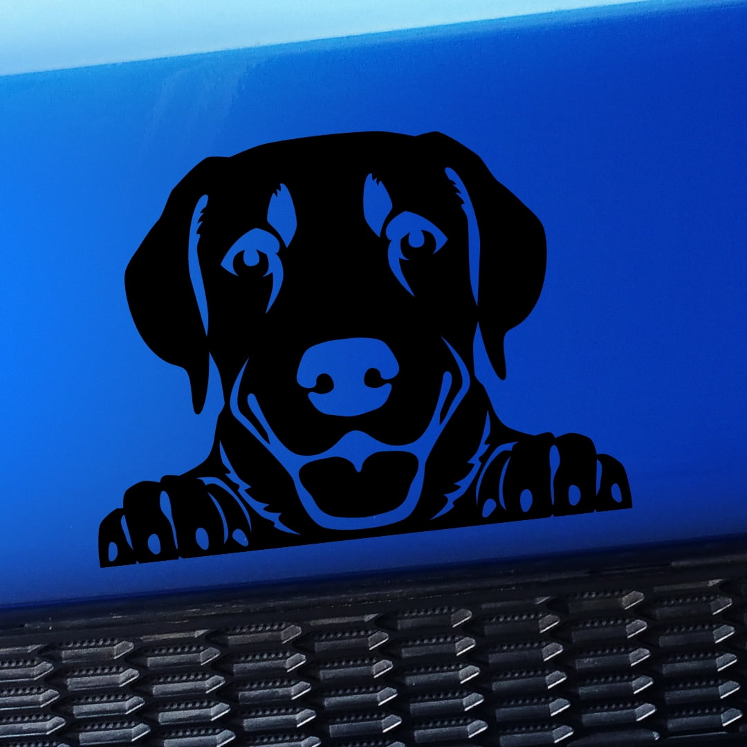 Peeking Labrador Retriever Vinyl Car Decal Choose Color [BLACK