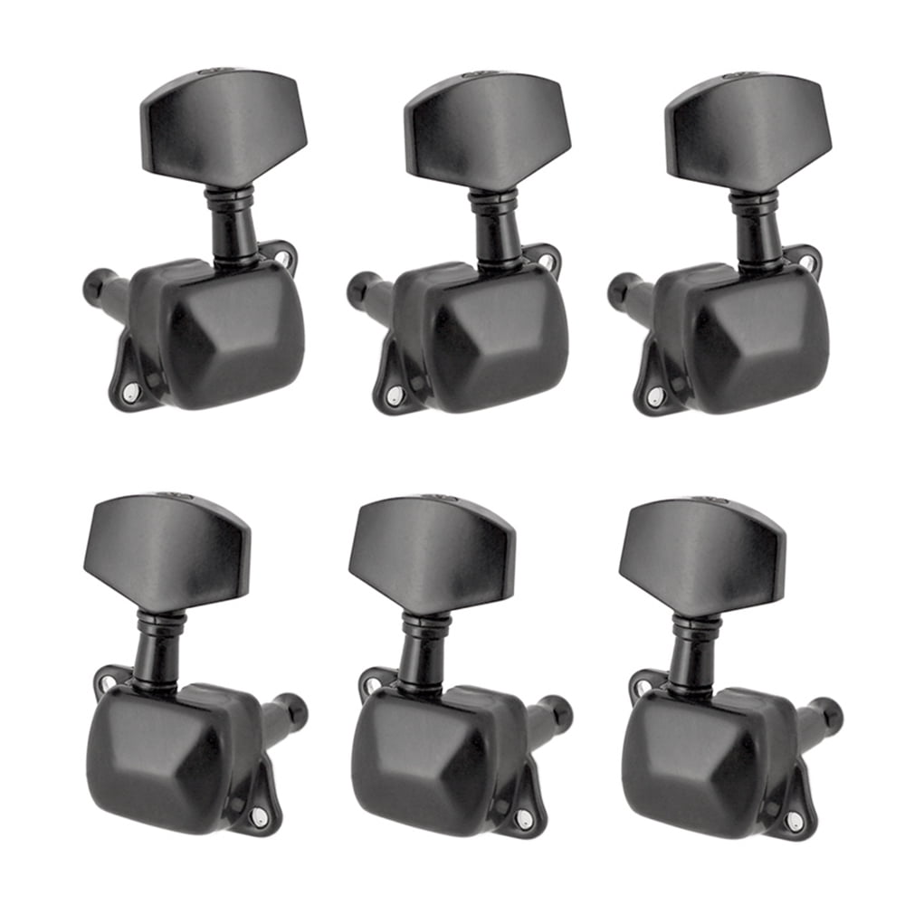 6 Pack Semiclosed String Tuning Pegs Machine Heads Tuners 3L 3R Electric Acoustic Guitar parts Replacement Set Black 